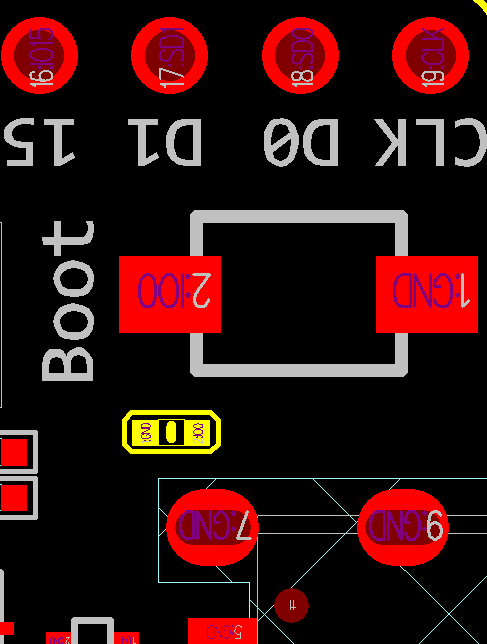 Localização do C15 em amarelo na placa ESP32-DevKitC V4